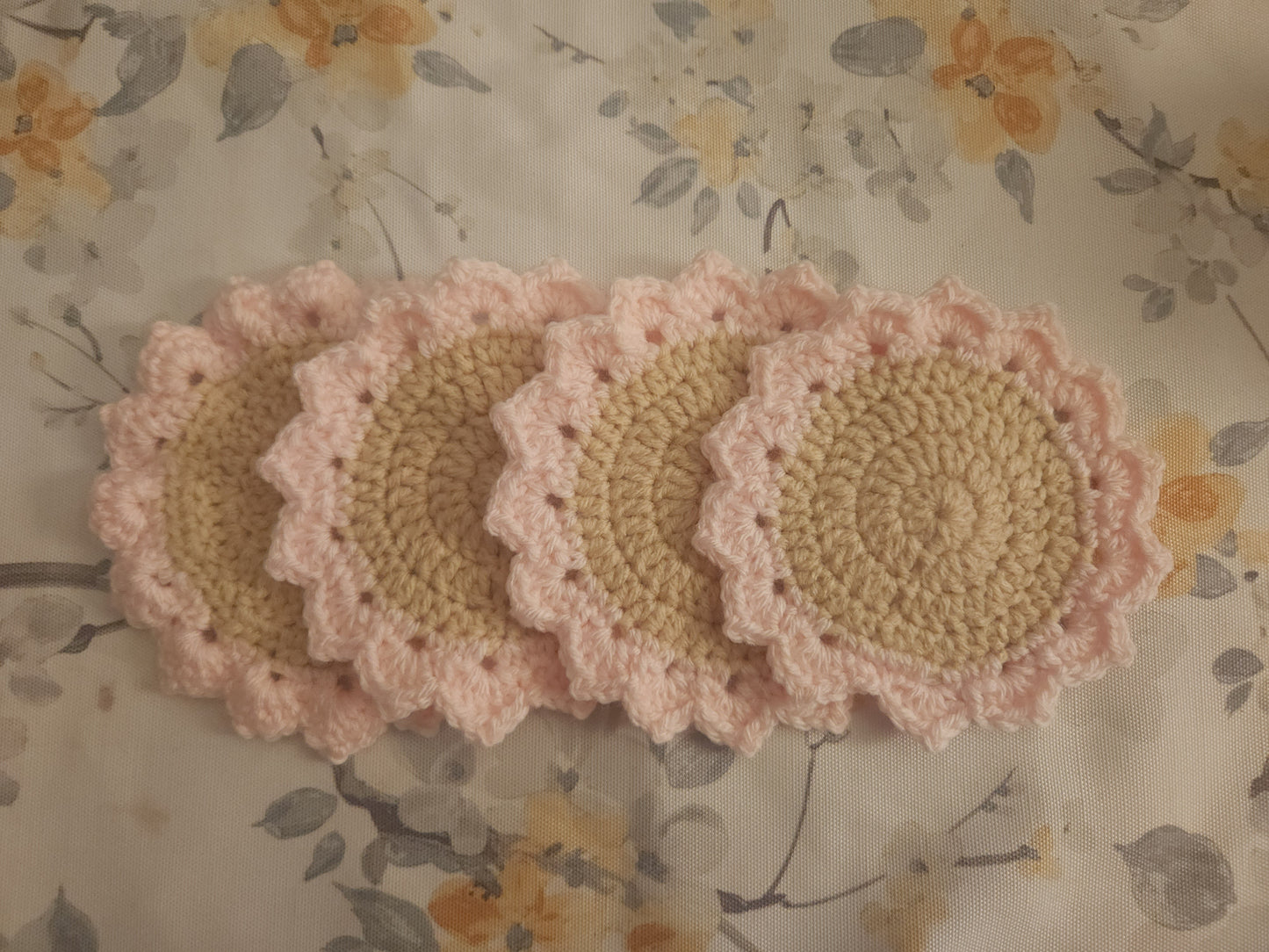 Crochet Flower Coaster - Light Pink