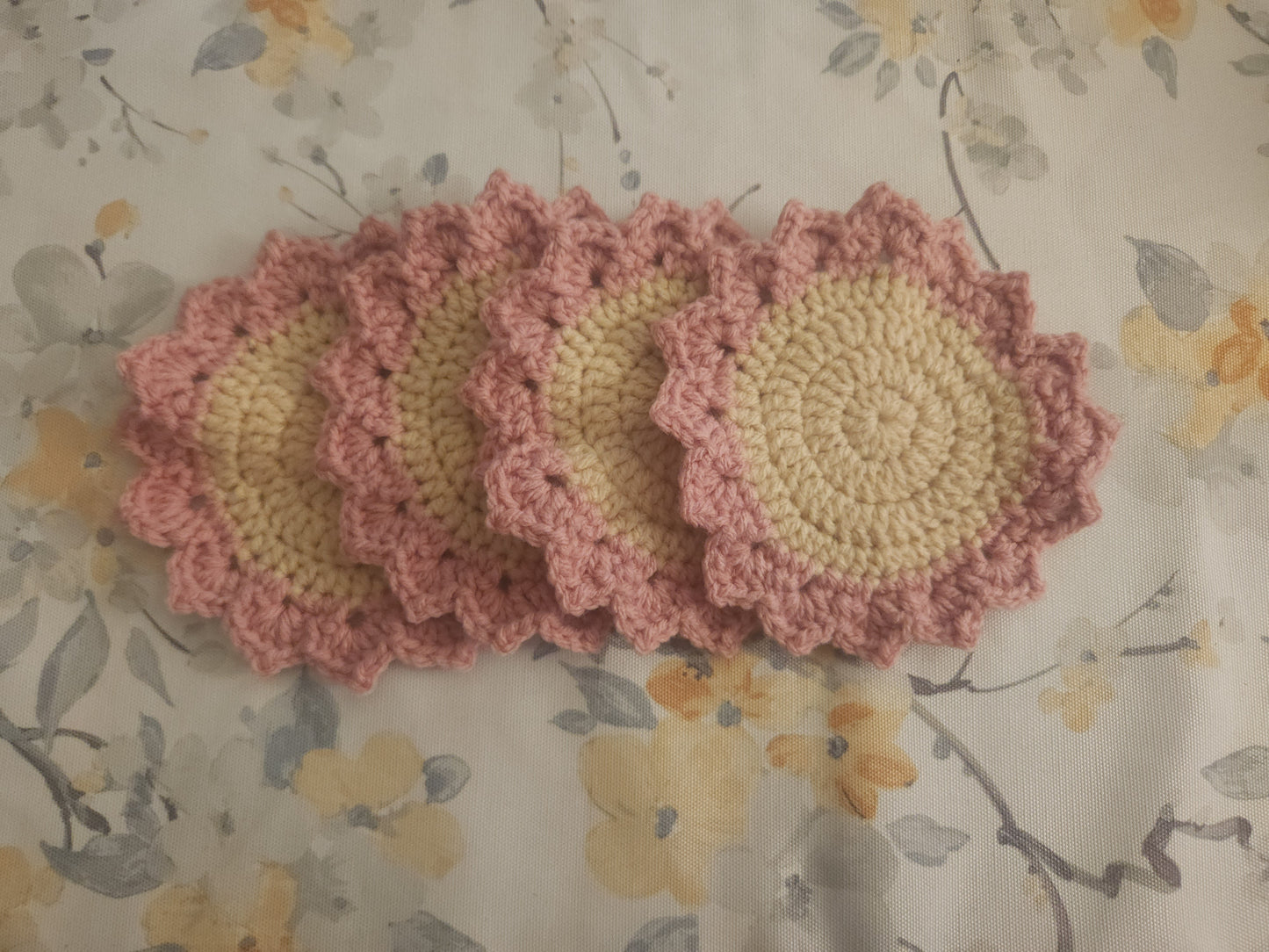 Crochet Flower Coaster - Rose Pink