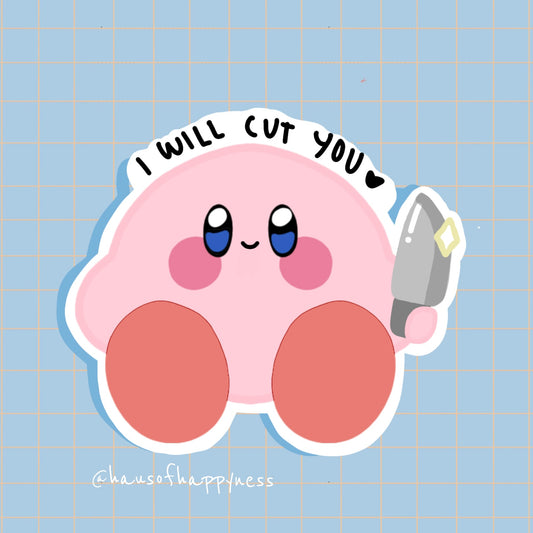 Kirby with a Knife Sticker