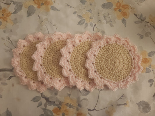 Crochet Flower Coaster - Light Pink