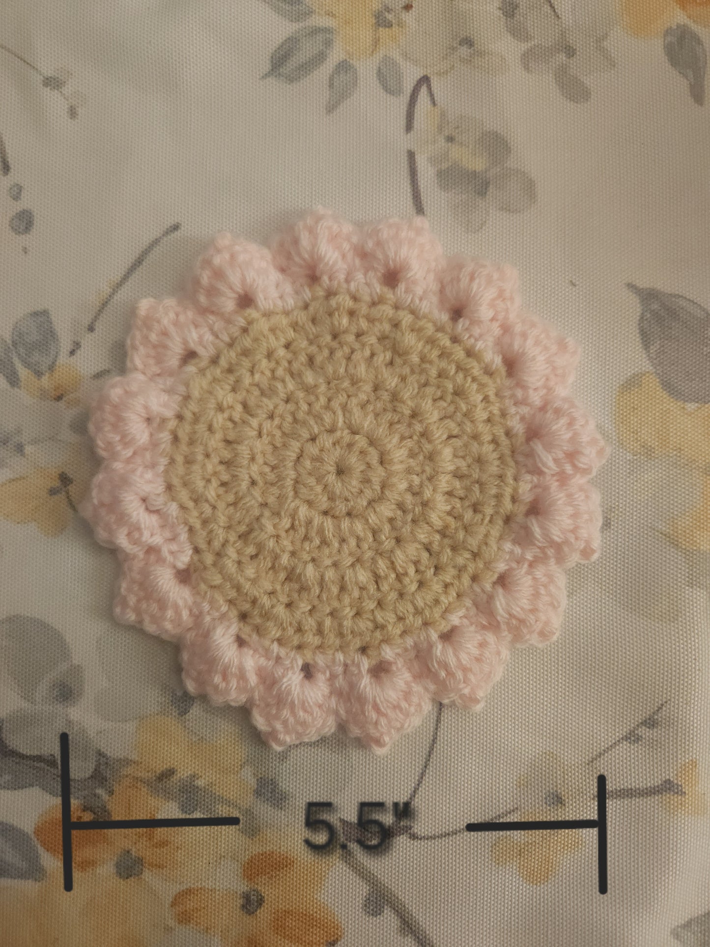 Crochet Flower Coaster - Light Pink