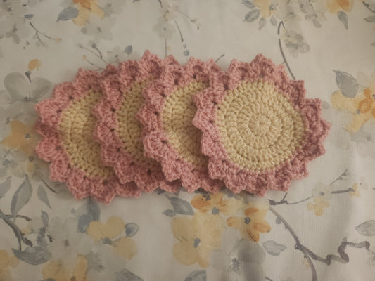 Crochet Flower Coaster - Rose Pink